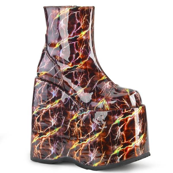 Demonia Women's Slay-204LBH Platform Ankle Boots - Burgundy Hologram D7302-45US Clearance